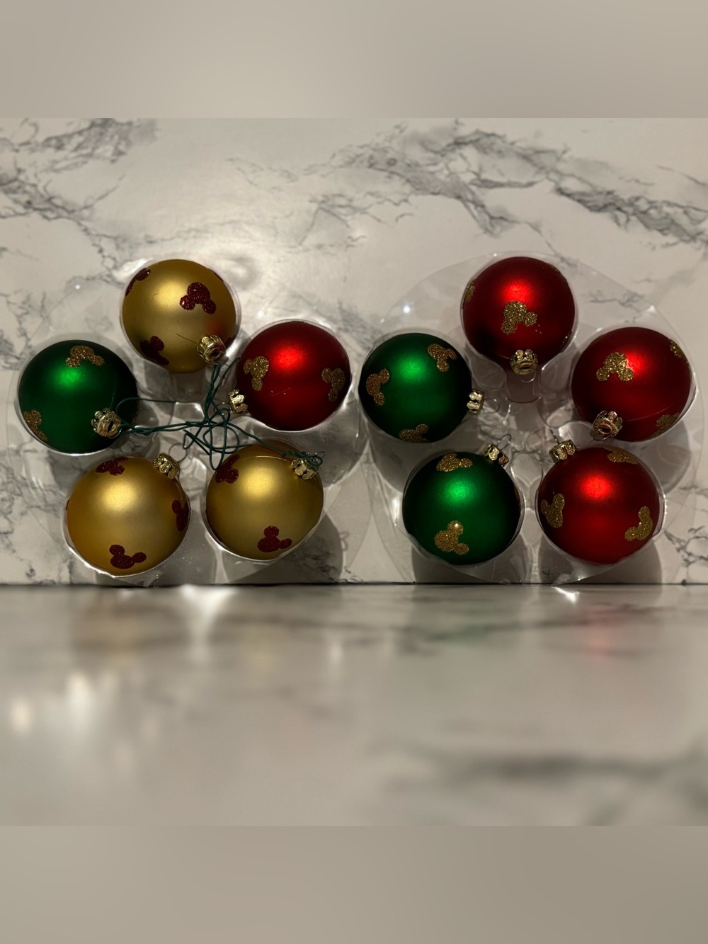 Disney Parks Mickey Mouse Glitter Round Christmas Ornaments - Picture 9 of 10